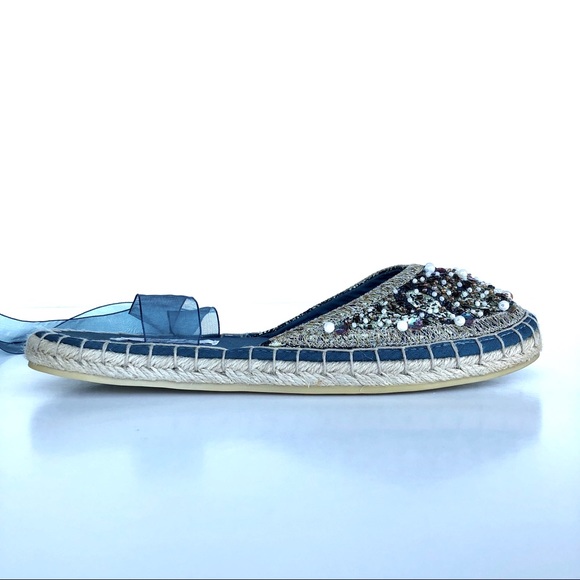 Embellished Lace Up Ballet Espadrilles - Picture 6 of 11